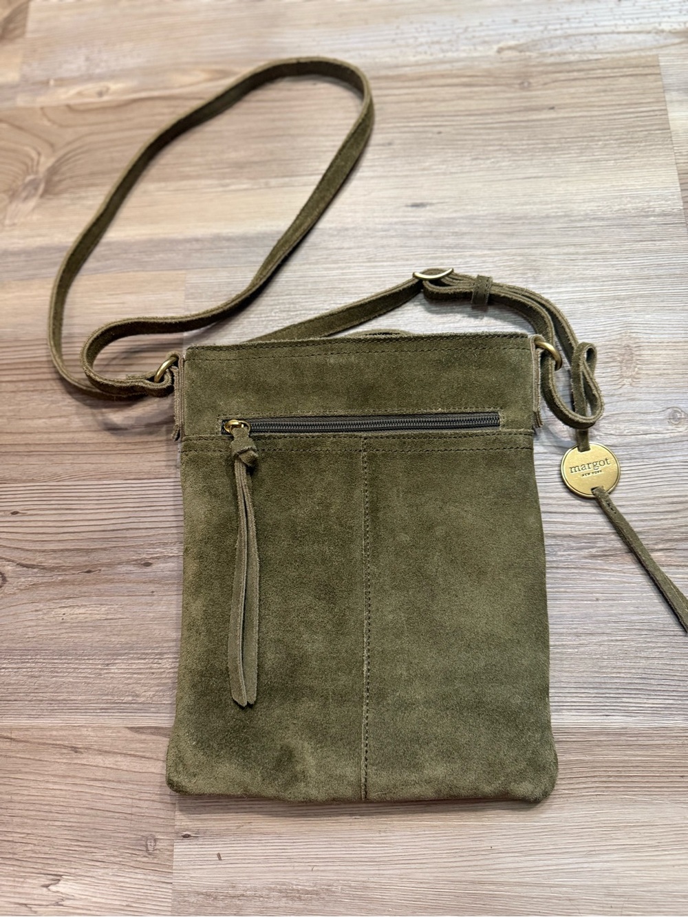 margot Olive Suede bohemian-style crossbody bag